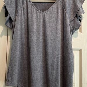Elegant Charcoal Gray Women's Short Sleeve Top